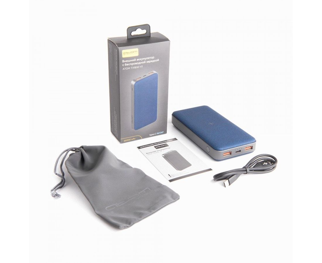 Внешний аккумулятор Power bank ATOM ST10L-V1, Li-Po 16000mAh